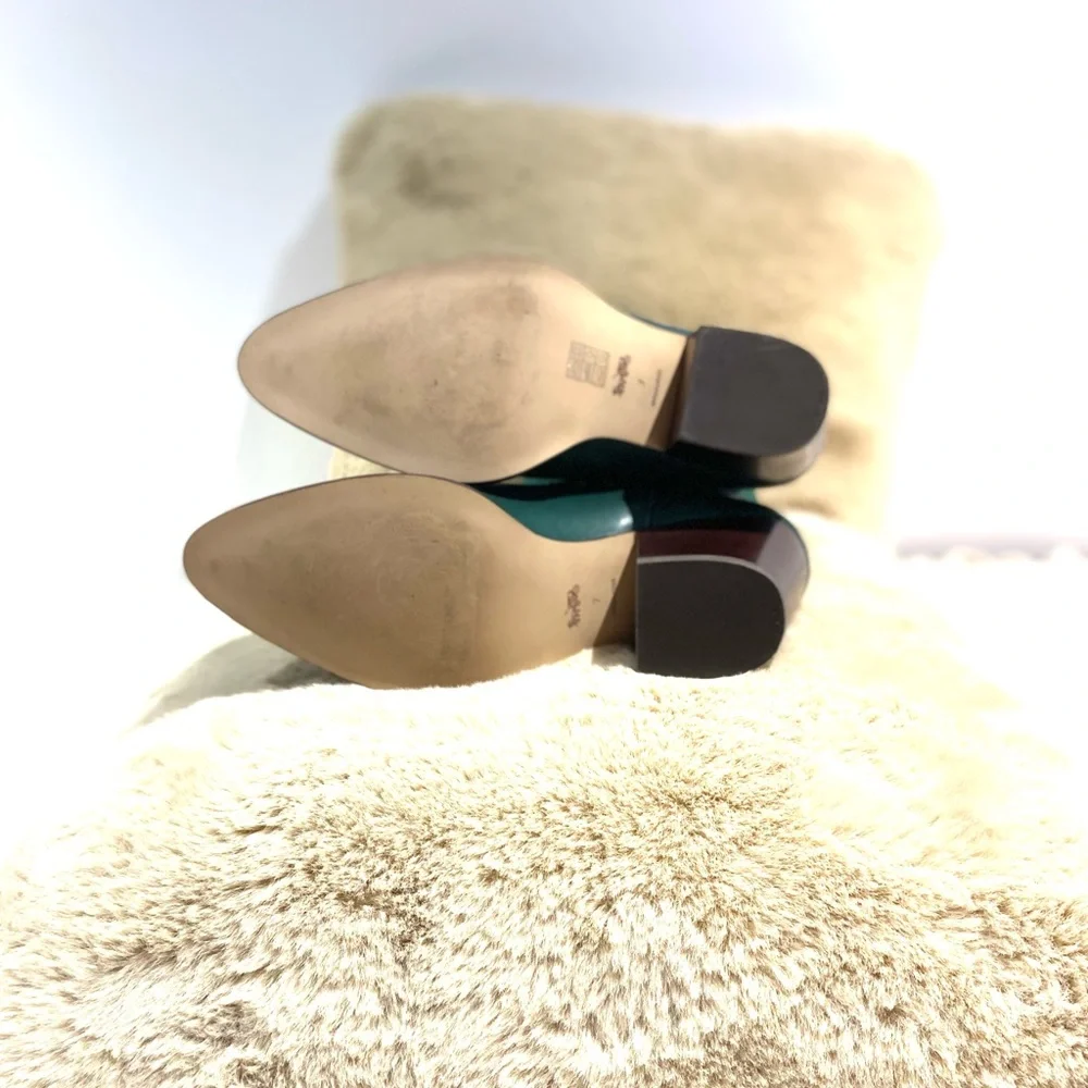 Coach Pheobe Green Leather & Suede Studded Women's Boots - Picture 7 of 10